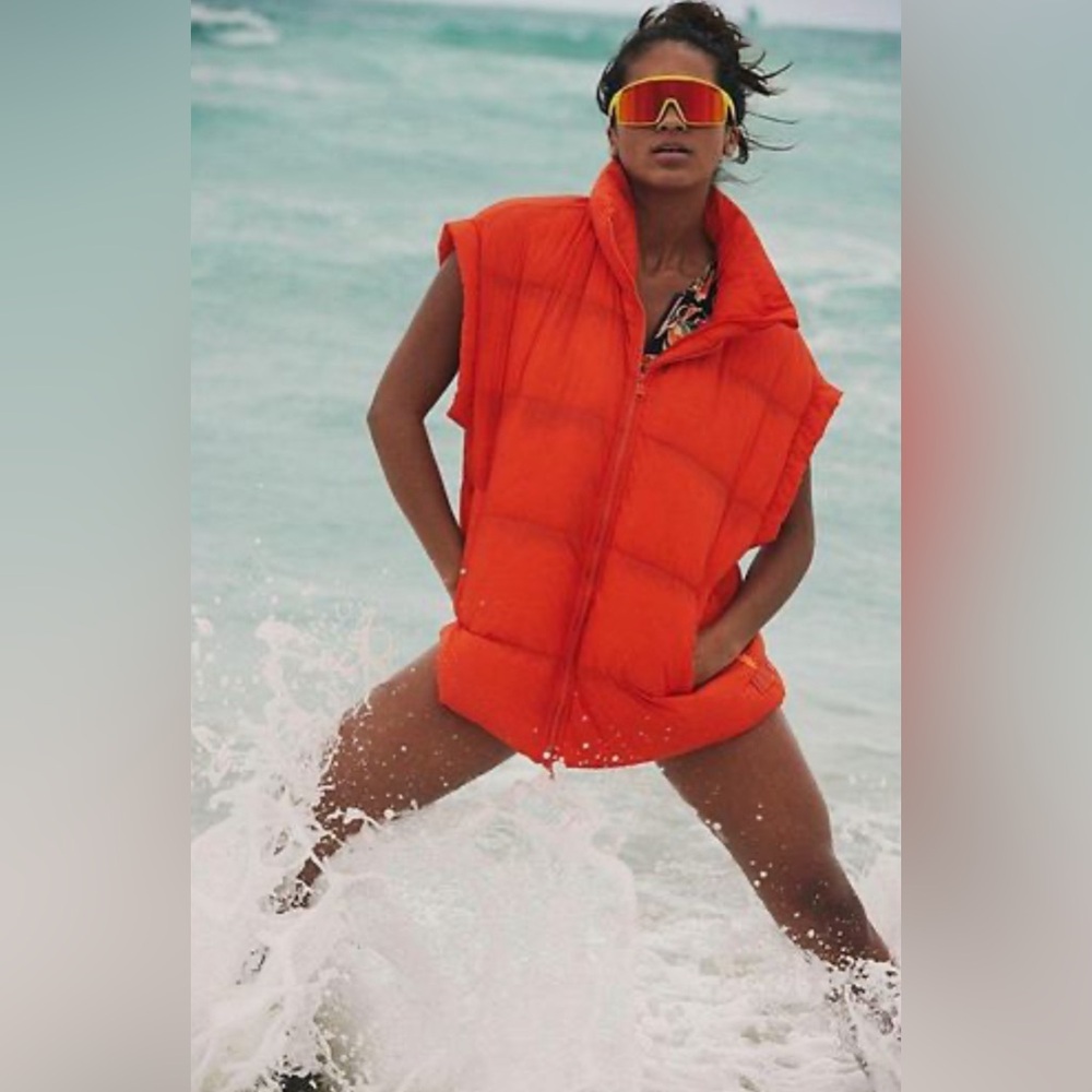 Free People Bright Orange Sleeveless Vest